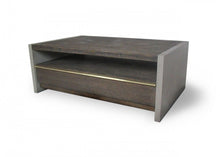 Load image into Gallery viewer, Rectangular Coffee Table With Drawer And Shelf - Dark Gray Walnut And Concrete
