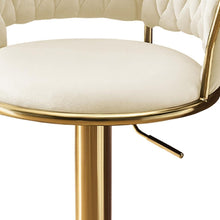 Load image into Gallery viewer, Velvet Metal Low Back Adjustable Height Swivel Bar Chairs (Set of 2) - Beige / Gold