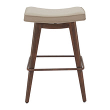 Load image into Gallery viewer, 27" Faux Leather And Steel Backless Counter Height Bar Chairs (Set of 2) - Beige / Walnut