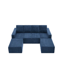 Load image into Gallery viewer, Fabric Modular Sofa Chaise With Black Legs - Navy Blue