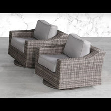 Load image into Gallery viewer, Swivel Patio Chair With Luxurious Cushions Perfect For Outdoor Relaxation (Set of 2) - Gray Mix