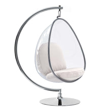 Load image into Gallery viewer, 28" Acrylic And Faux Leather Balloon Chair - White And Silver