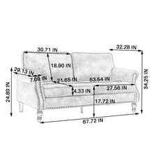 Load image into Gallery viewer, Rolled Arm Sofa With Nailhead Trim With Wooden Legs