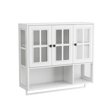 Load image into Gallery viewer, 3 Door Wall Cabinet With Glass Door And Towel Bar