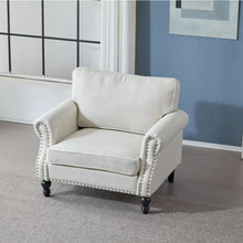 Load image into Gallery viewer, Rolled Arm Sofa With Nailhead Trim, 1 Seater Upholstered Couch With Wooden Legs