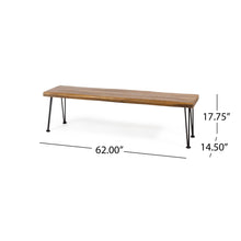Load image into Gallery viewer, Zion - Industrial Wood And Metal Rectangular Bench With Faux Live Edge Design - Teak