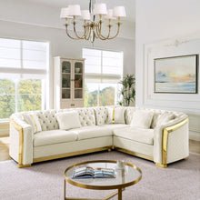 Load image into Gallery viewer, L Shaped Chesterfield Sectional Sofa With Stainless Steel Accents