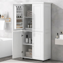 Load image into Gallery viewer, Tall And Wide Bathroom Floor Storage Cabinet With 4 Doors, Adjustable Shelves - White