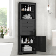 Load image into Gallery viewer, Tall Storage Cabinet With 3 Drawers And Adjustable Shelves For Bathroom