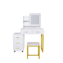 Load image into Gallery viewer, 32" Wood Lighted Vanity Five Drawer Dresser - White