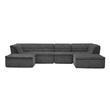 Load image into Gallery viewer, U-Shaped Modular Sectional Sofa With Chaise And Movable Ottoman With Wave-Shaped Armrest