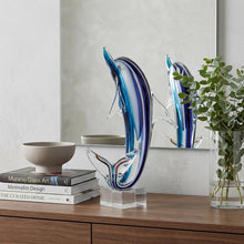 Load image into Gallery viewer, Murano Dolphin Figurine Tabletop Sculpture (376128) - Blue