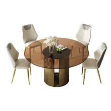Load image into Gallery viewer, Modern Round Dining Table Set With Glass Top And Steel Legs