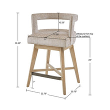 Load image into Gallery viewer, Design Swivel Counter Stool With Low Back Support Polyester And Solid Wood - Cream