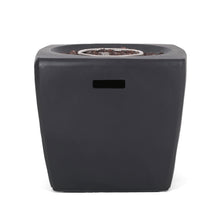 Load image into Gallery viewer, Outdoor Lightweight Concrete Square Fire Pit 40, 000 Btu With Built In Tank Storage - Dark Gray