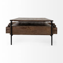Load image into Gallery viewer, Rectangular Solid Wood Metal Coffee Table W 3 Drawers - Brown And Black