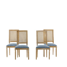 Load image into Gallery viewer, French Country Dining Chair With Rectangular Cane Backrest And Smooth Upholstered Seating
