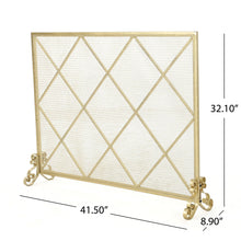 Load image into Gallery viewer, Minimalist Single Panel Iron Fireplace Screen With Diamond Design