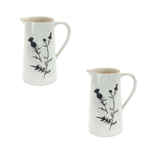 Load image into Gallery viewer, Floral Cylinder Pitcher Vase (Set of 2) - Black / Off White
