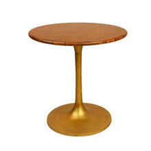 Load image into Gallery viewer, 30" Rounded Solid Wood And Iron Pedestal Base Dining Room Table - Brown