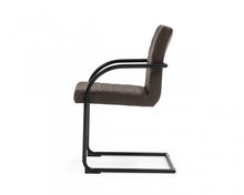Load image into Gallery viewer, Upholstered Faux Leather Dining Arm Chairs (Set of 2) - Brown