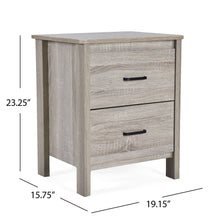 Load image into Gallery viewer, Wood Nightstand With 2 Drawers And Metal Handle - Oak