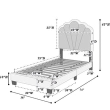 Load image into Gallery viewer, Bed With Floral Design Headboard And Built In LED Lighting