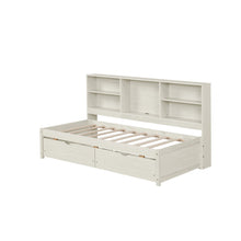 Load image into Gallery viewer, Bed Frame With Side Bookshelves, 2 Drawers, And Built In USB Port