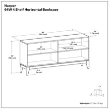 Load image into Gallery viewer, Harper - 4 Shelf Low Bookcase - Walnut Brown