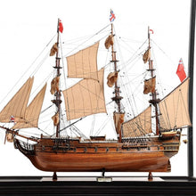Load image into Gallery viewer, Hand Painted HMS Surprise 1796 Large Floor Display Case Model Boat - Brown