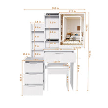 Load image into Gallery viewer, Modern Vanity Desk With 3 LED Lighting Modes, 4 Drawers