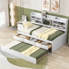 Load image into Gallery viewer, Captain Bed With Built In Bookshelves, 3 Storage Drawers, And Trundle