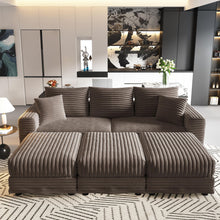 Load image into Gallery viewer, Deep Seat Convertible Sofa With Soft Pillows And Ottomans