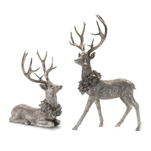 Load image into Gallery viewer, Poly Deer Christmas Figurine (Set of 2) - Silver / Black