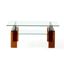 Load image into Gallery viewer, 39" Glass Coffee Table With Shelf - Clear And Brown