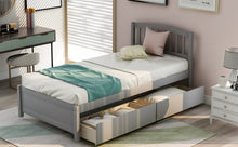 Load image into Gallery viewer, Platform Storage Bed Wood Bed Frame With Two Drawers And Headboard