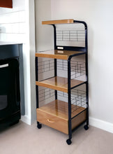 Load image into Gallery viewer, 26" Rolling Kitchen Cart With Storage - Natural / Black