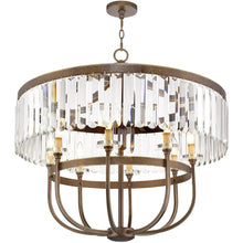 Load image into Gallery viewer, 30" Eight Light Metal Dimmable Chandelier With Shades - Bronze / Clear