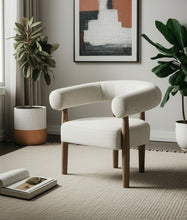 Load image into Gallery viewer, 29" Fabric And Wood Arm Chair - Off White / Ash
