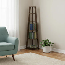 Load image into Gallery viewer, Five Tier Corner Bookcase - Dark Brown
