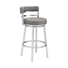 Load image into Gallery viewer, 39" Faux Leather Swivel Low Back Bar Height Bar Chair - Gray / Silver