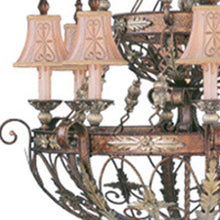 Load image into Gallery viewer, Twelve Light Metal Dimmable Chandelier With Shades - Bronze / Cream