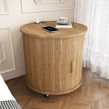 Load image into Gallery viewer, Cylinder Nightstand With Charging Station & Sliding Door