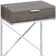 Load image into Gallery viewer, Wood And Metal End Table With Drawer - Silver And Taupe