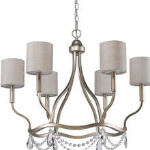 Load image into Gallery viewer, Candle Style Six Light Metal Dimmable Chandelier With White Shades - Gold