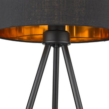 Load image into Gallery viewer, Metal Tripod Table Lamp With Black Drum Shade - Black