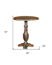 Load image into Gallery viewer, 36" Rounded Solid Wood Pedestal Base Dining Table - Brown