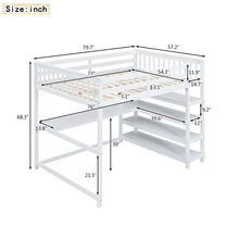 Load image into Gallery viewer, Loft Bed With Storage Shelves And Under Bed Desk
