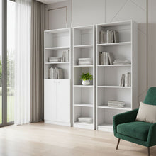 Load image into Gallery viewer, Five Tier Modular Bookcase With Two Doors (Set of 3) (546615) - White