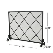 Load image into Gallery viewer, Minimalist Single Panel Iron Fireplace Screen With Diamond Design